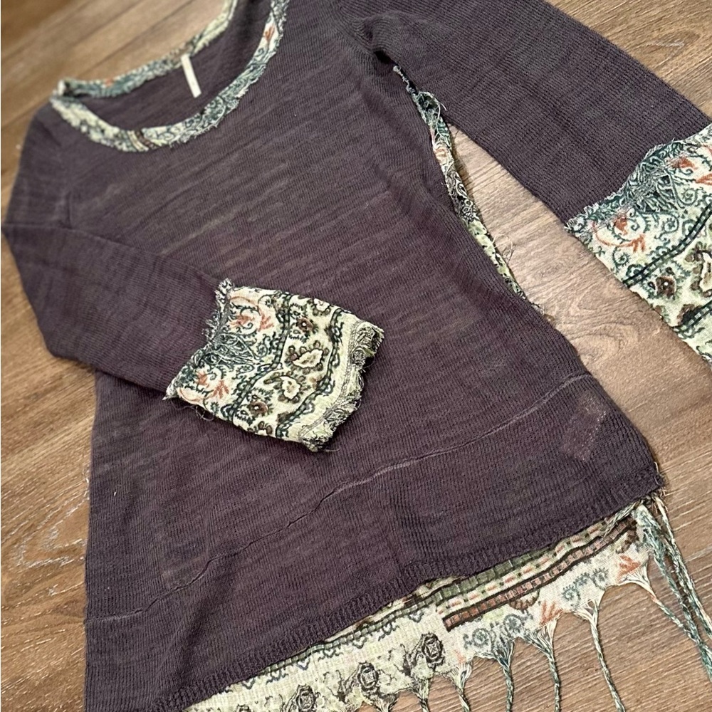 Free People Bohemian Abstract Print Tunic Top Size Small